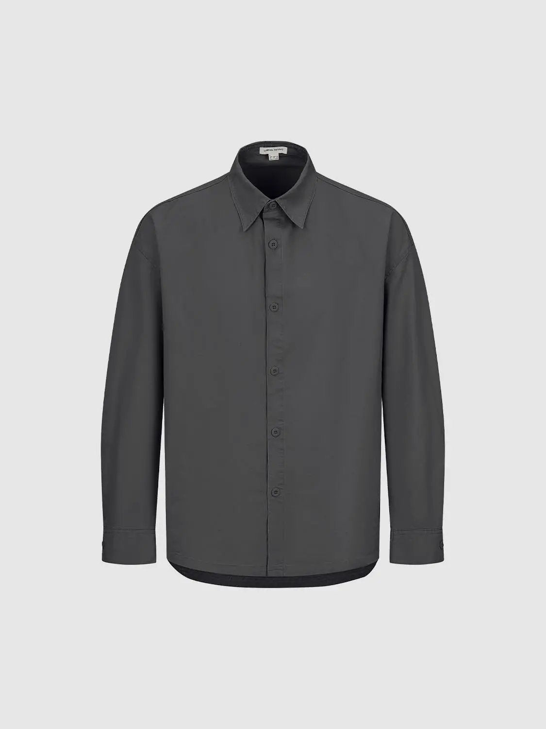 Button-front Shirt Collar Long Sleeve Cotton Shirt