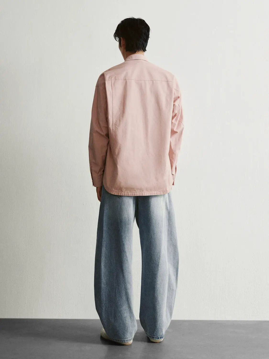Button-front Shirt Collar Long Sleeve Cotton Shirt