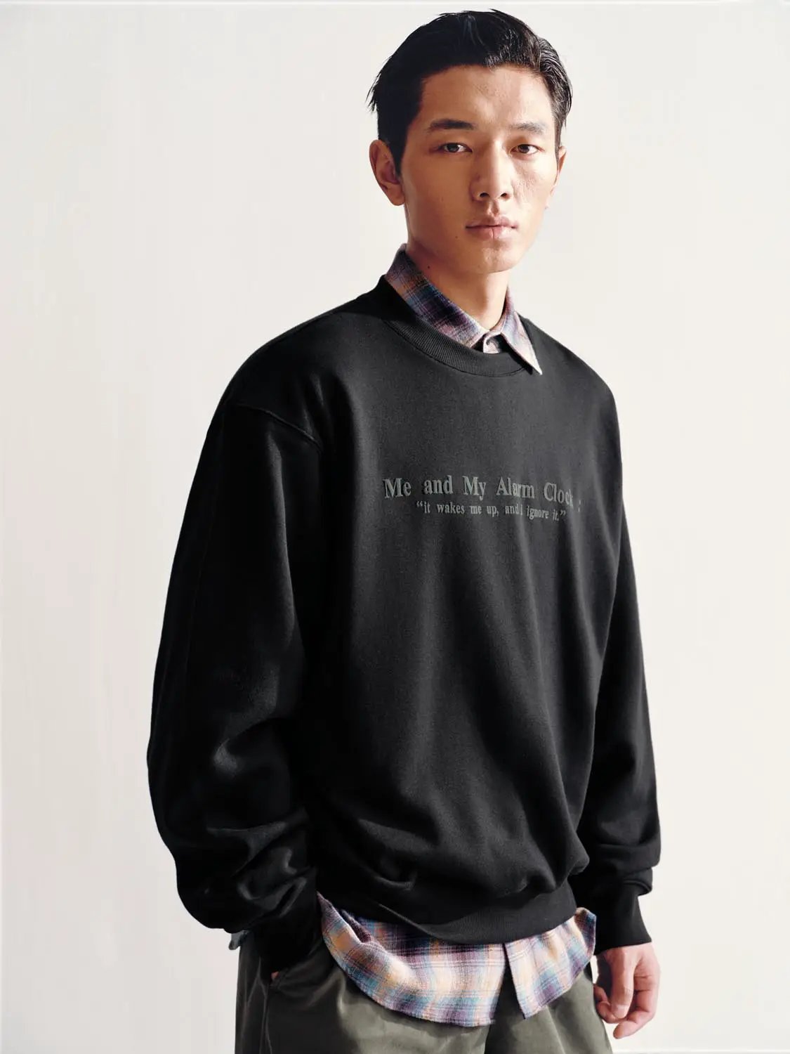 Text Print Crew Neck Long Sleeve Cotton Blend Sweatshirt
