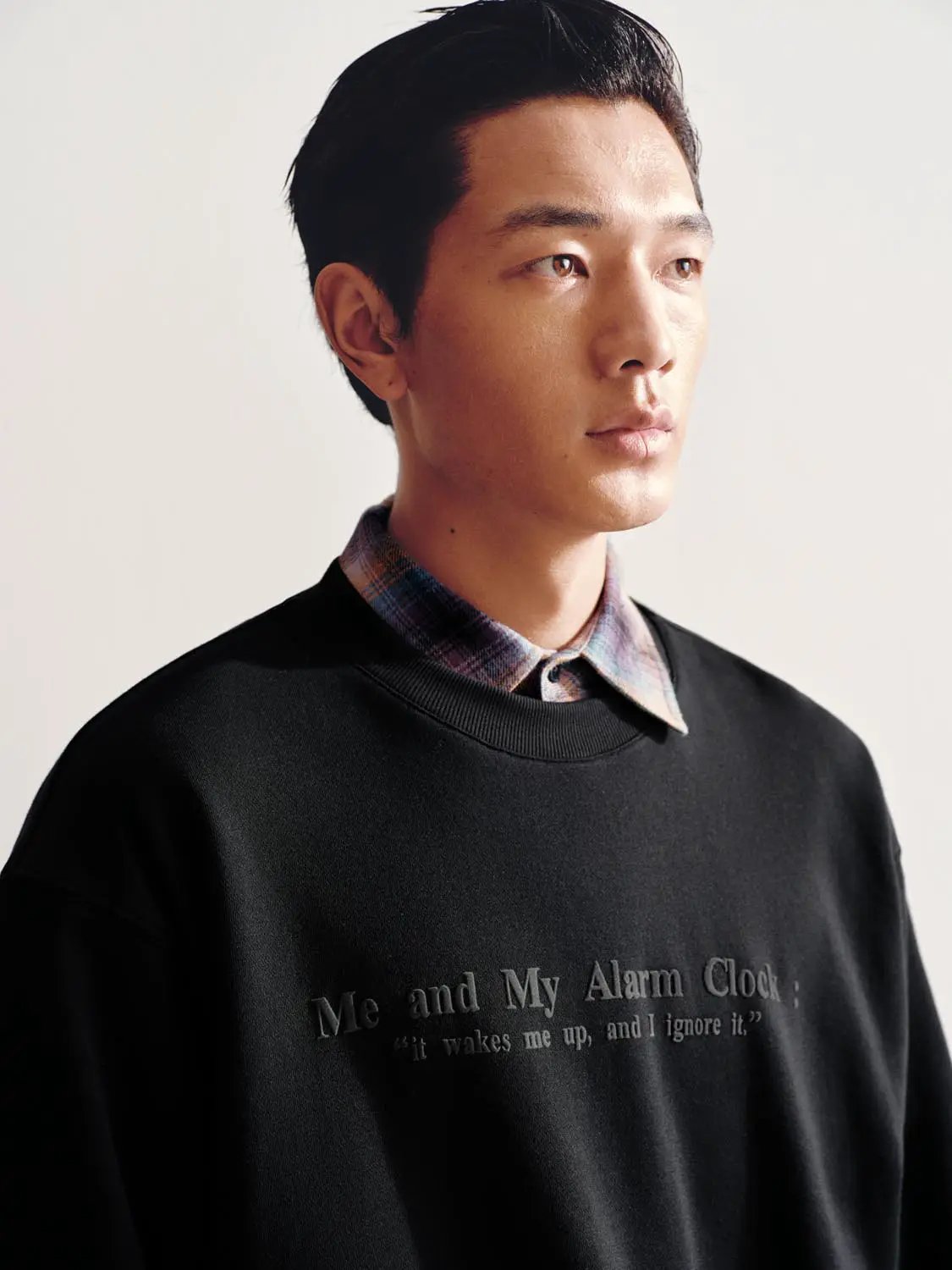 Text Print Crew Neck Long Sleeve Cotton Blend Sweatshirt