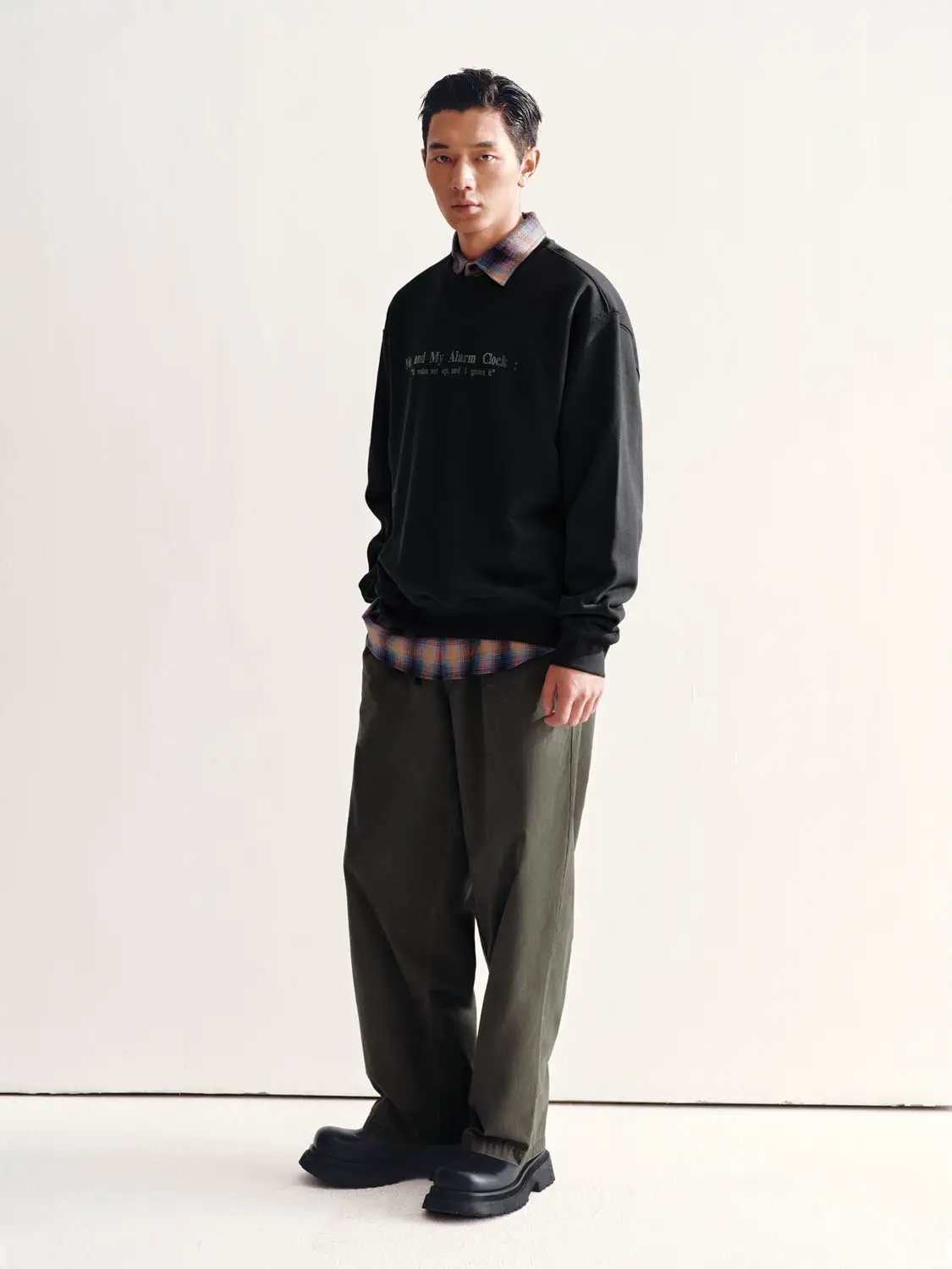 Text Print Crew Neck Long Sleeve Cotton Blend Sweatshirt