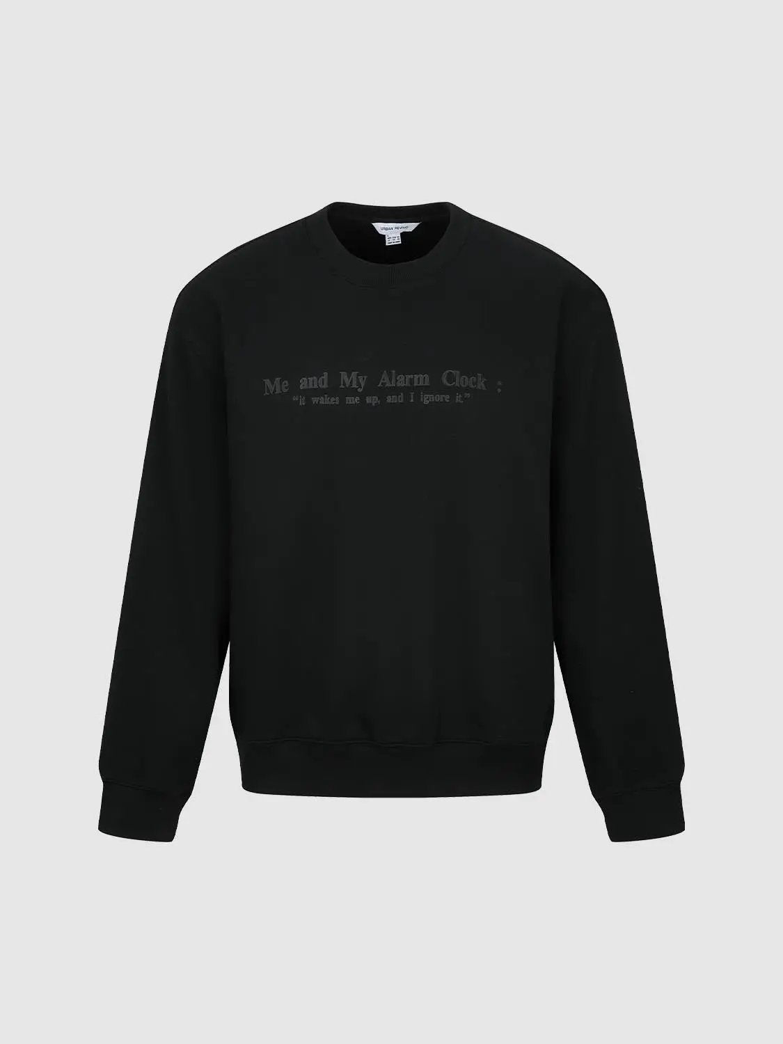 Text Print Crew Neck Long Sleeve Cotton Blend Sweatshirt