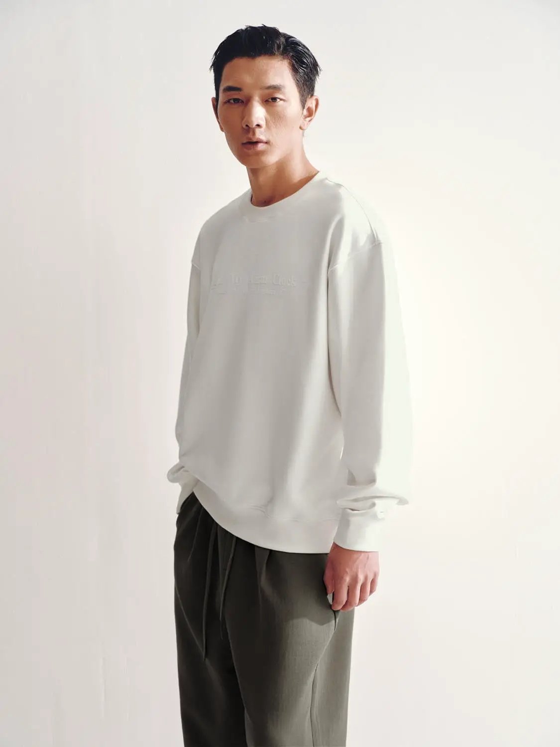 Text Print Crew Neck Long Sleeve Cotton Blend Sweatshirt
