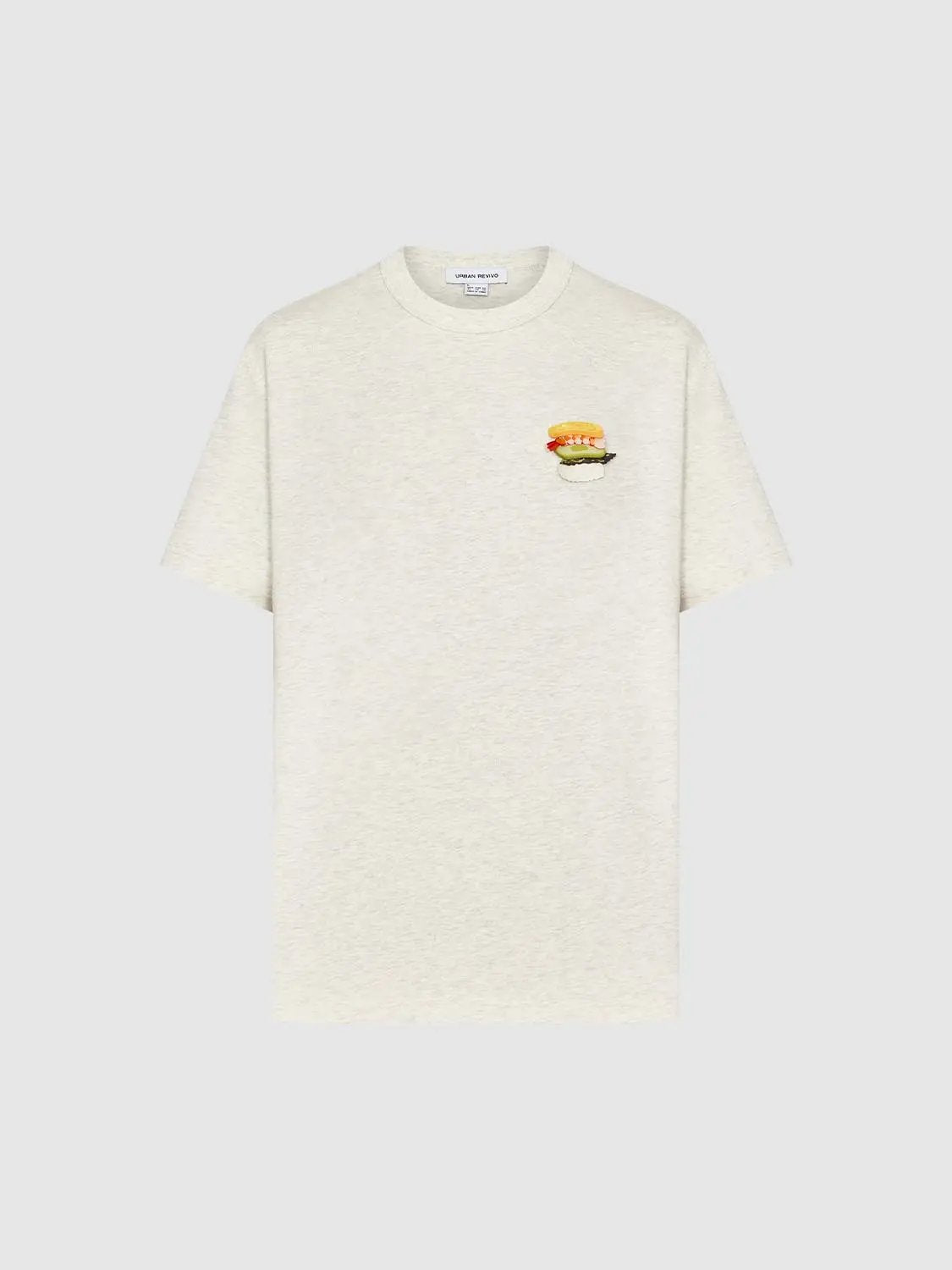 Crew Neck Burger Patch Loose Fit Cotton Short Sleeve T-Shirt