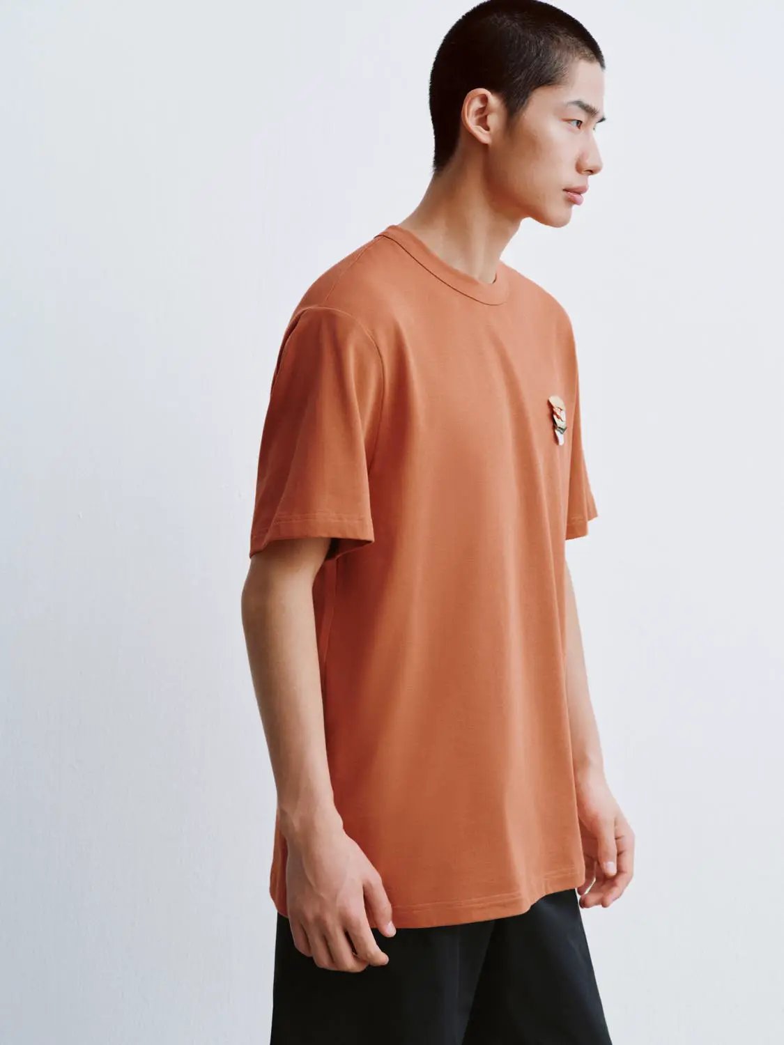 Crew Neck Burger Patch Loose Fit Cotton Short Sleeve T-Shirt