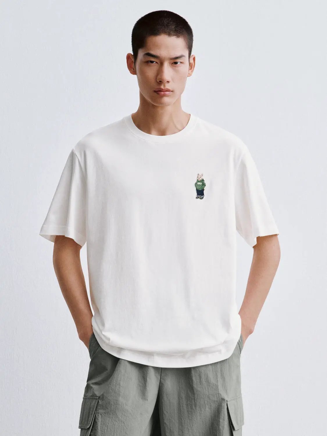 Printed Embroidered Mascot Cotton T-Shirt