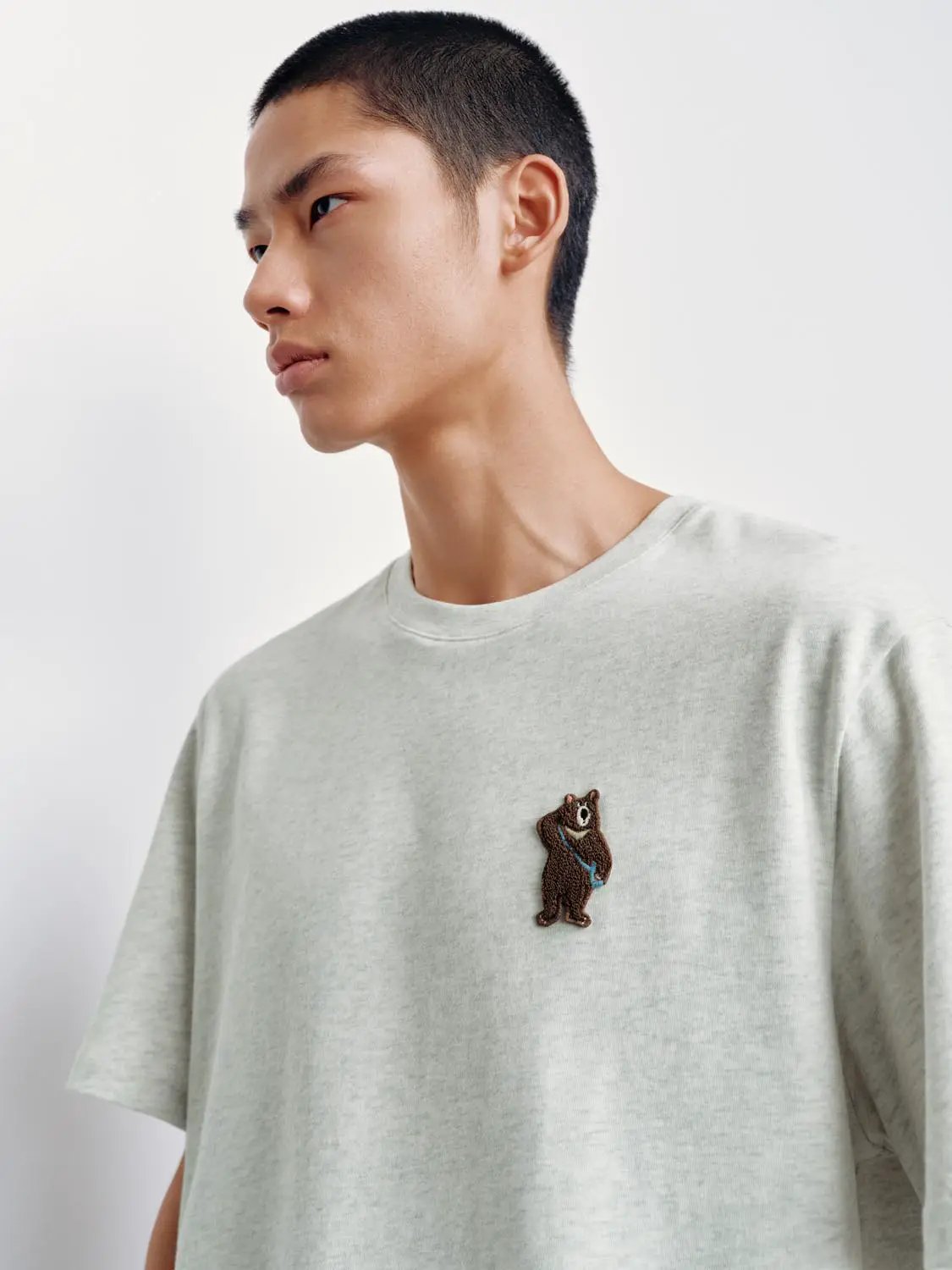 Embroidered Oversized Crew Neck Short Sleeve Cotton T-shirt