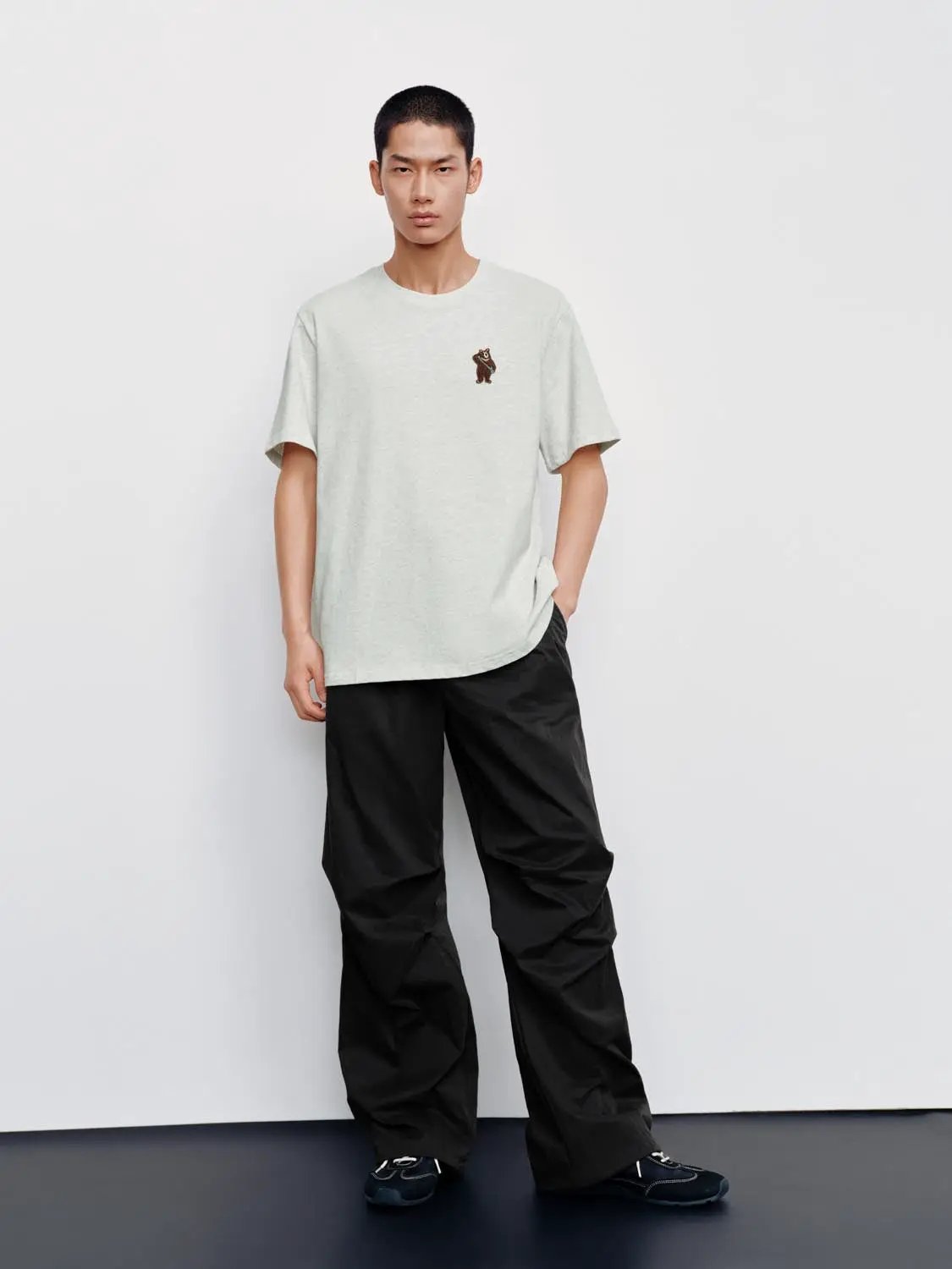 Embroidered Oversized Crew Neck Short Sleeve Cotton T-shirt