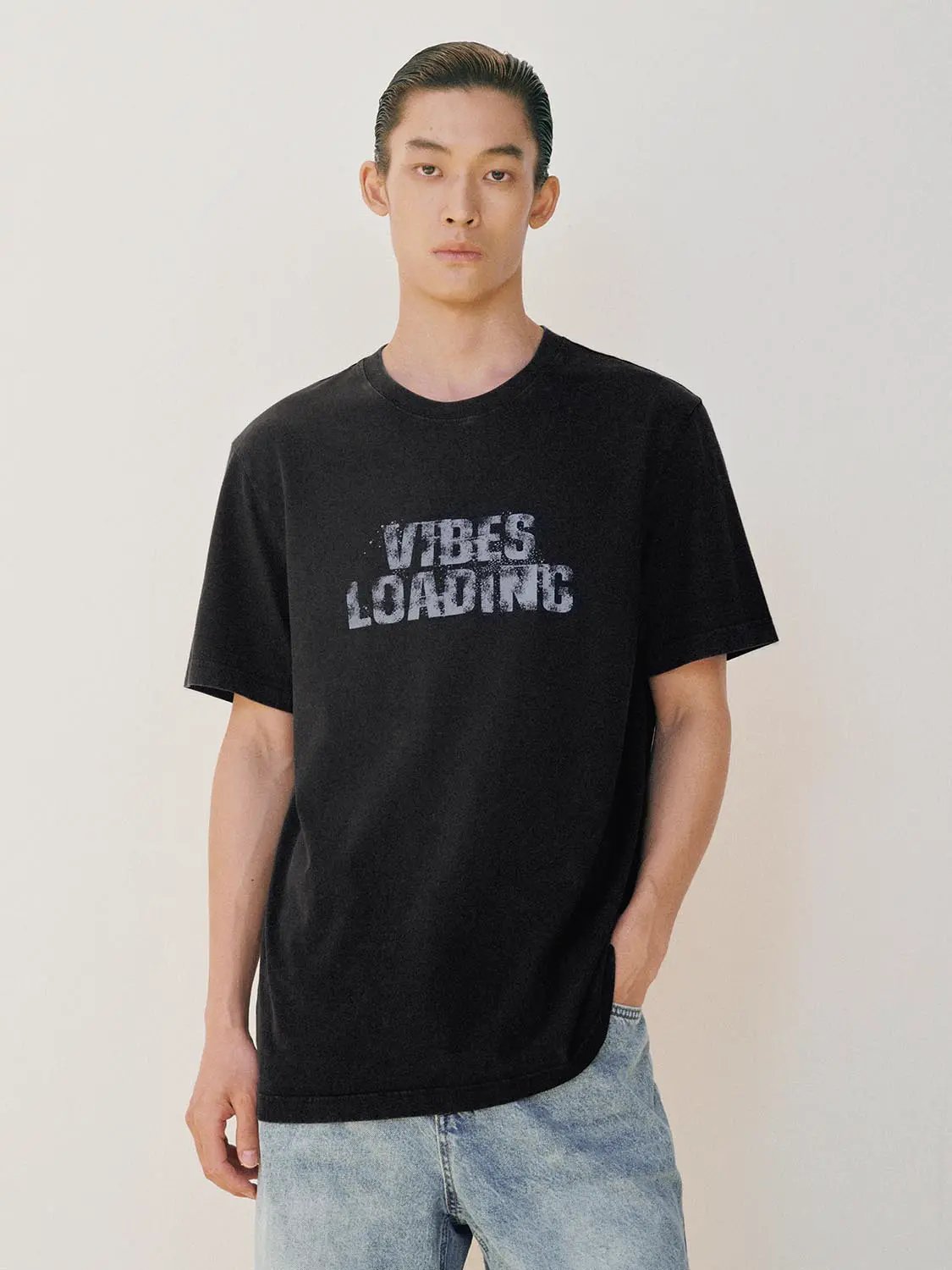 Printed Oversized Crew Neck Short Sleeve Cotton T-Shirt