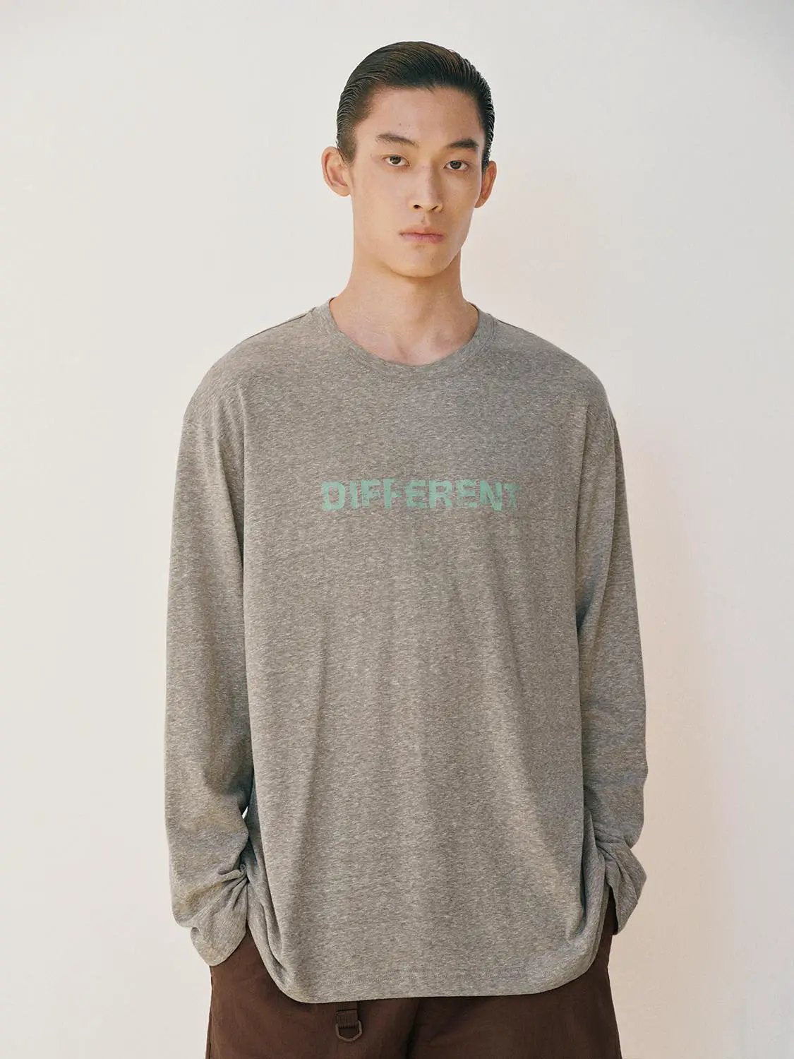 Text Print Crew Neck Long Sleeve Cotton Blend T-Shirt