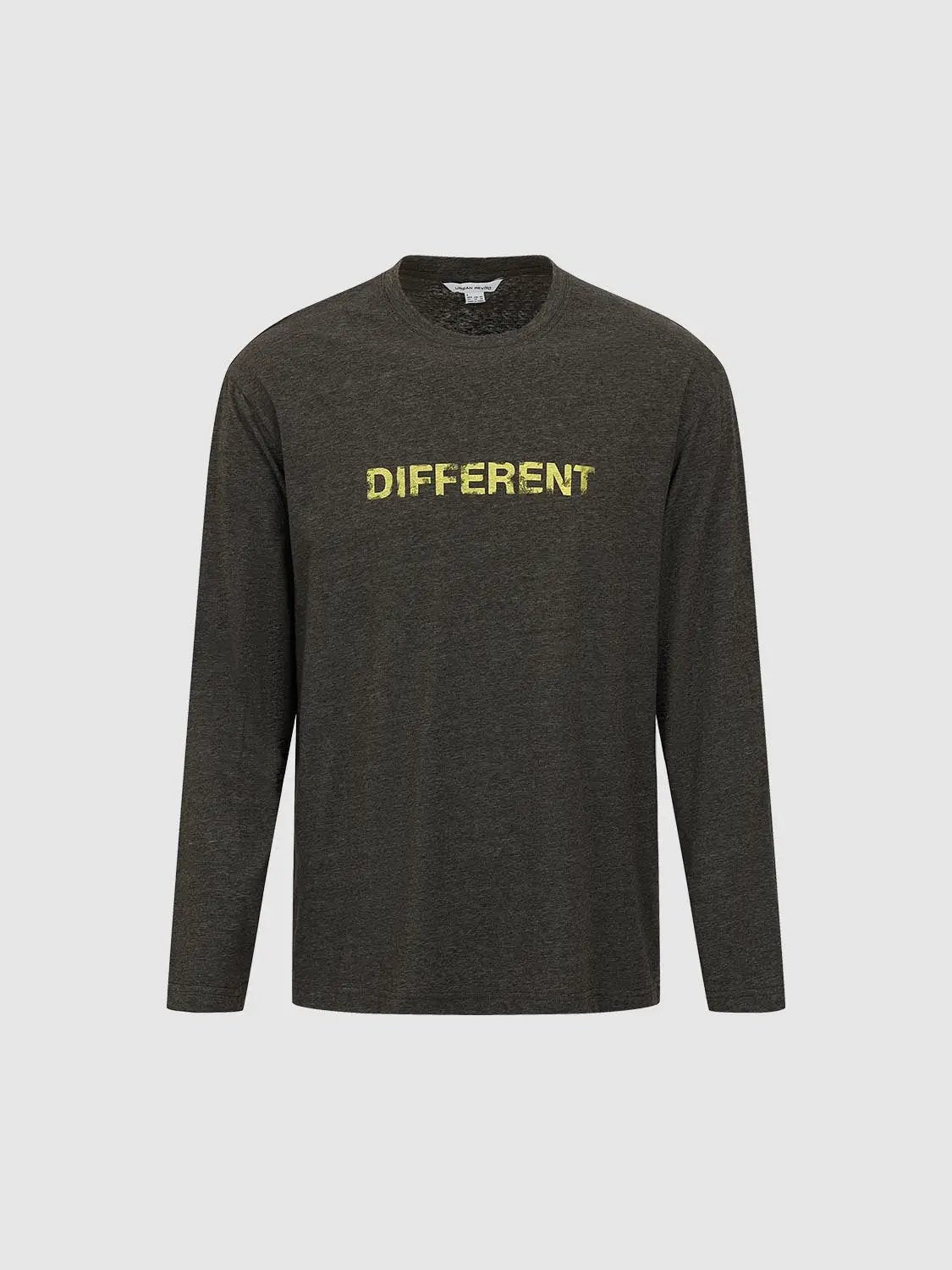 Text Print Crew Neck Long Sleeve Cotton Blend T-Shirt