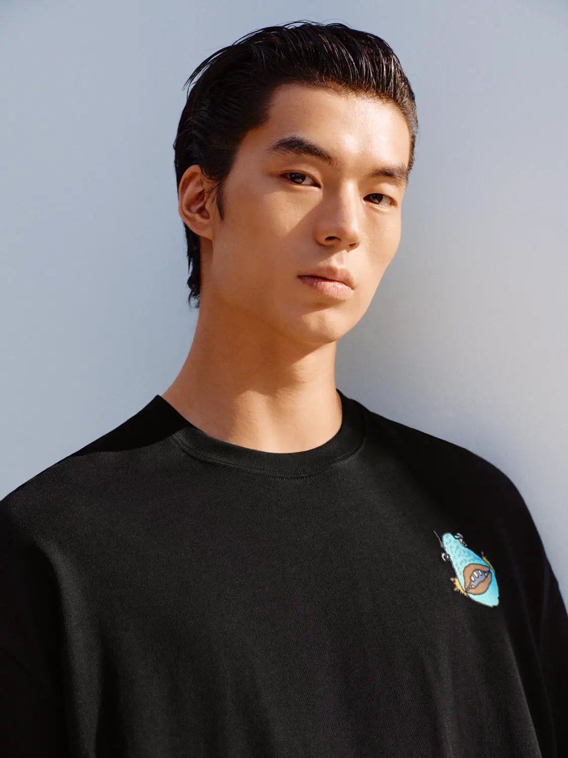 Embroidered Crew Neck Short Sleeve Cotton T-Shirt