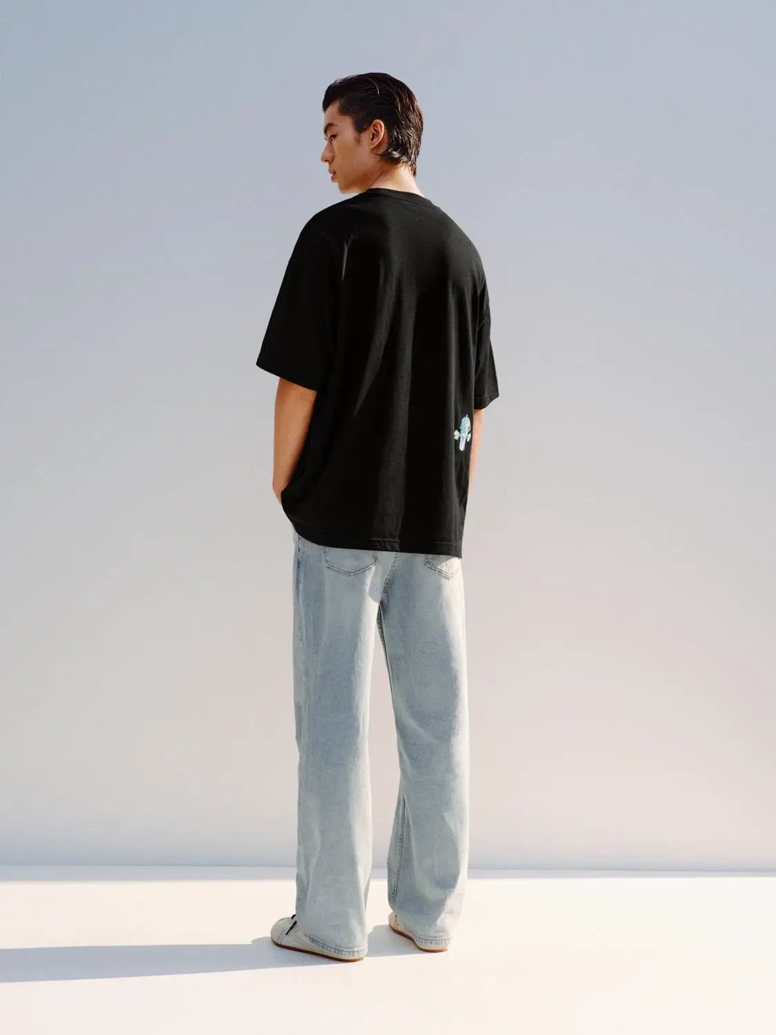 Embroidered Crew Neck Short Sleeve Cotton T-Shirt