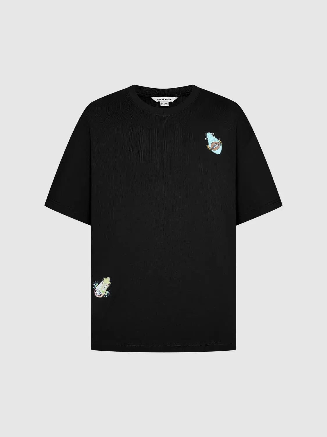 Embroidered Crew Neck Short Sleeve Cotton T-Shirt