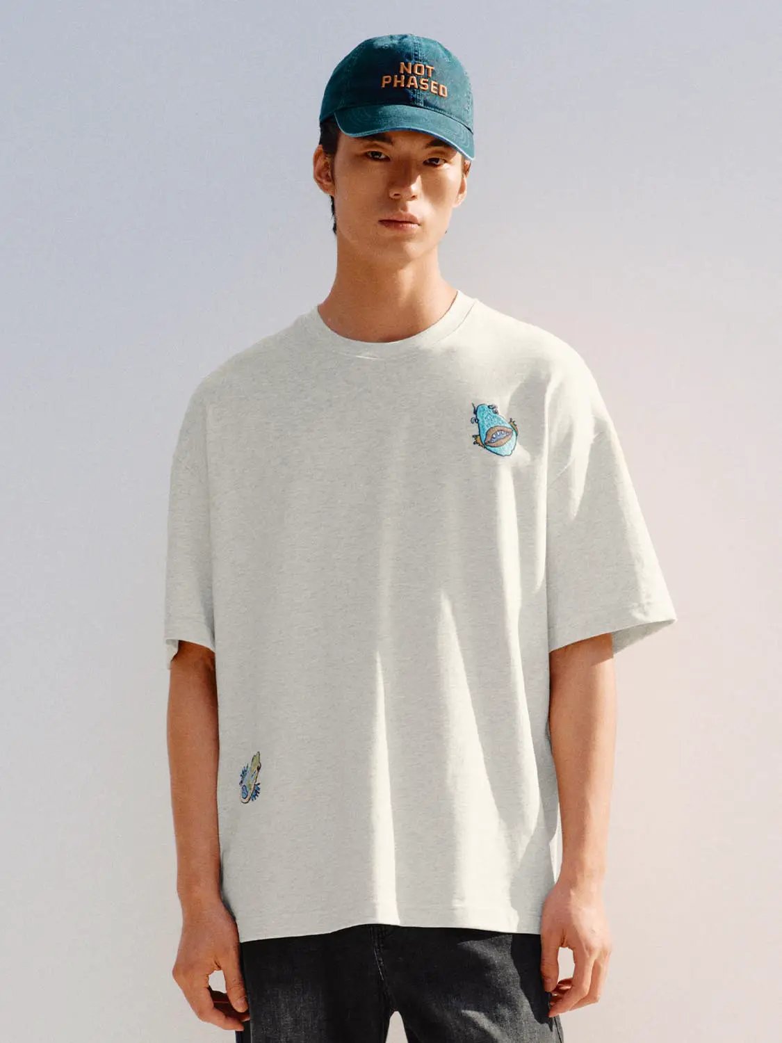 Embroidered Crew Neck Short Sleeve Cotton T-Shirt