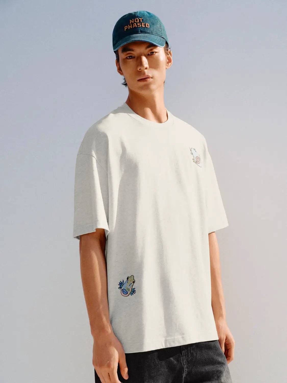 Embroidered Crew Neck Short Sleeve Cotton T-Shirt