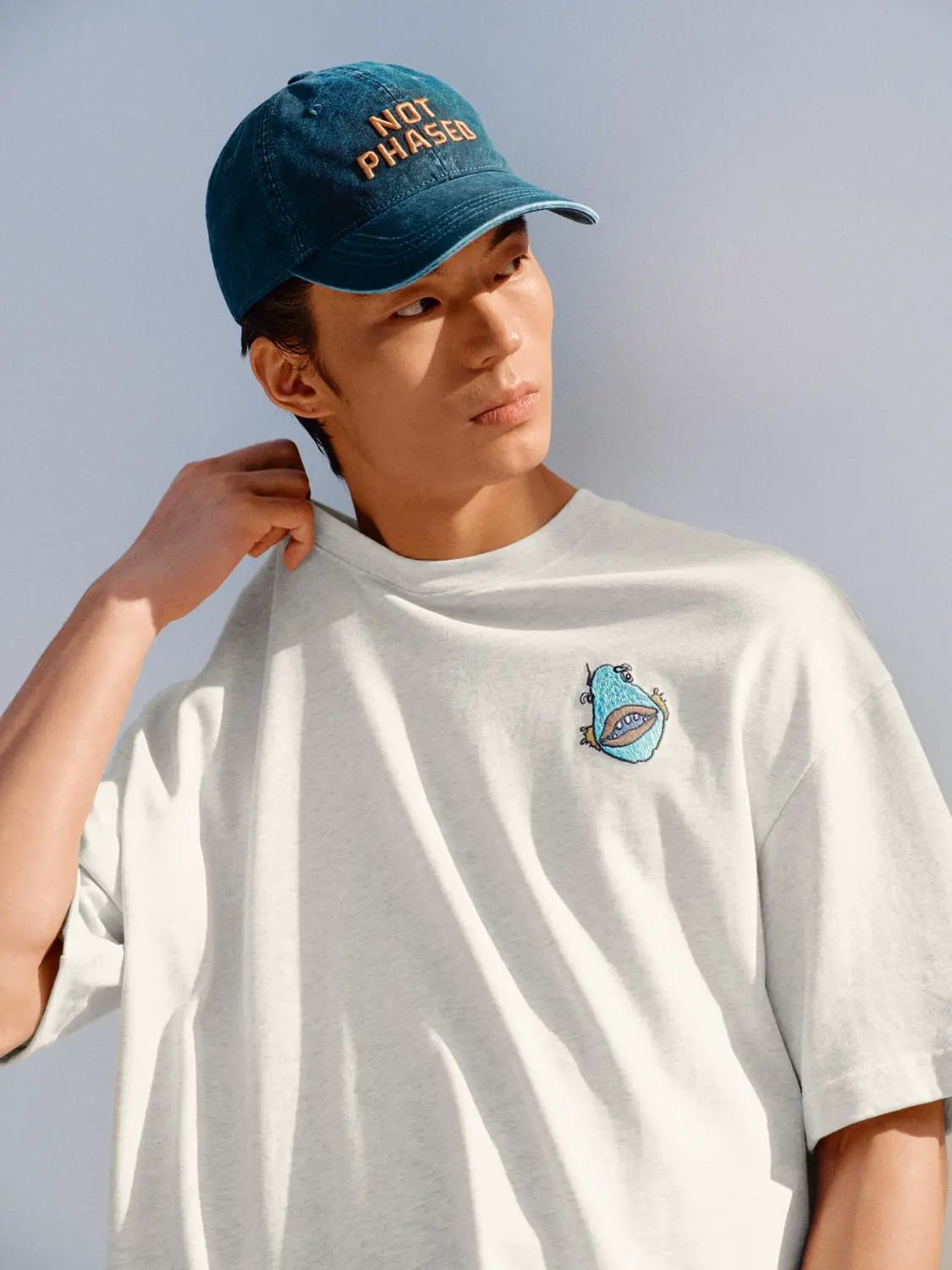 Embroidered Crew Neck Short Sleeve Cotton T-Shirt