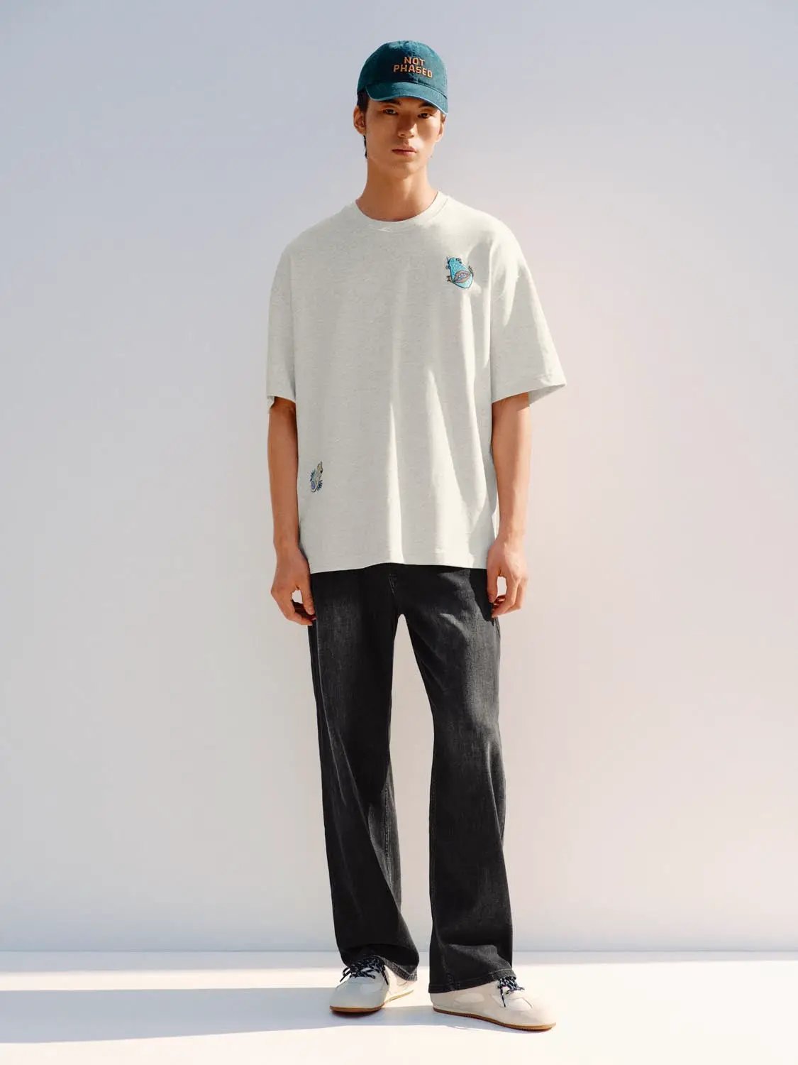 Embroidered Crew Neck Short Sleeve Cotton T-Shirt