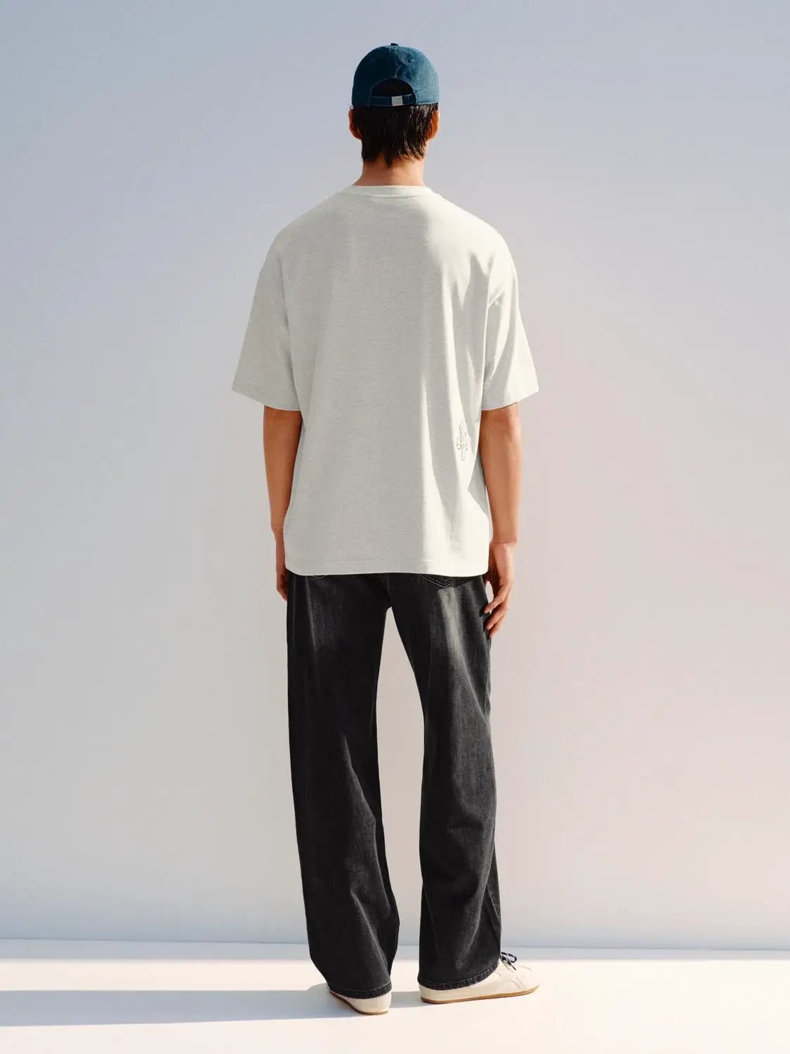 Embroidered Crew Neck Short Sleeve Cotton T-Shirt
