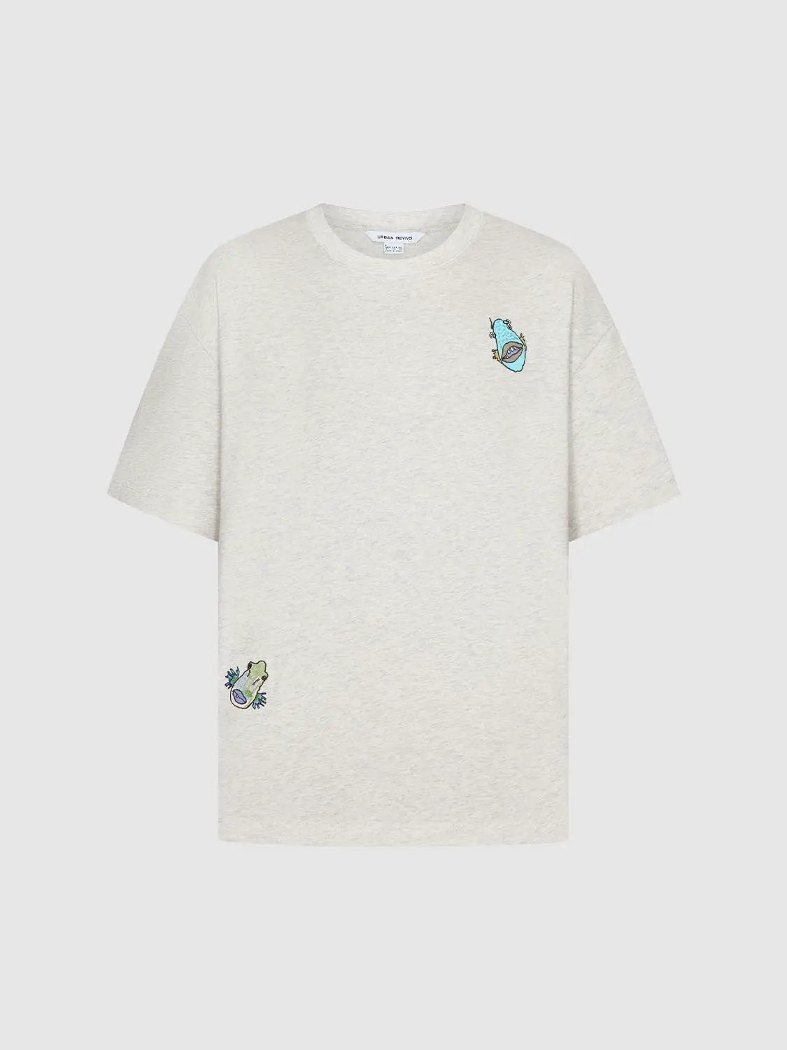 Embroidered Crew Neck Short Sleeve Cotton T-Shirt