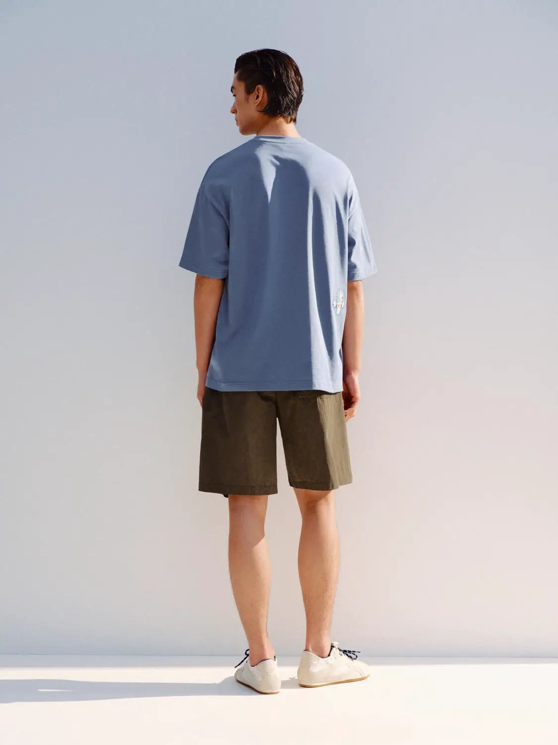 Embroidered Crew Neck Short Sleeve Cotton T-Shirt