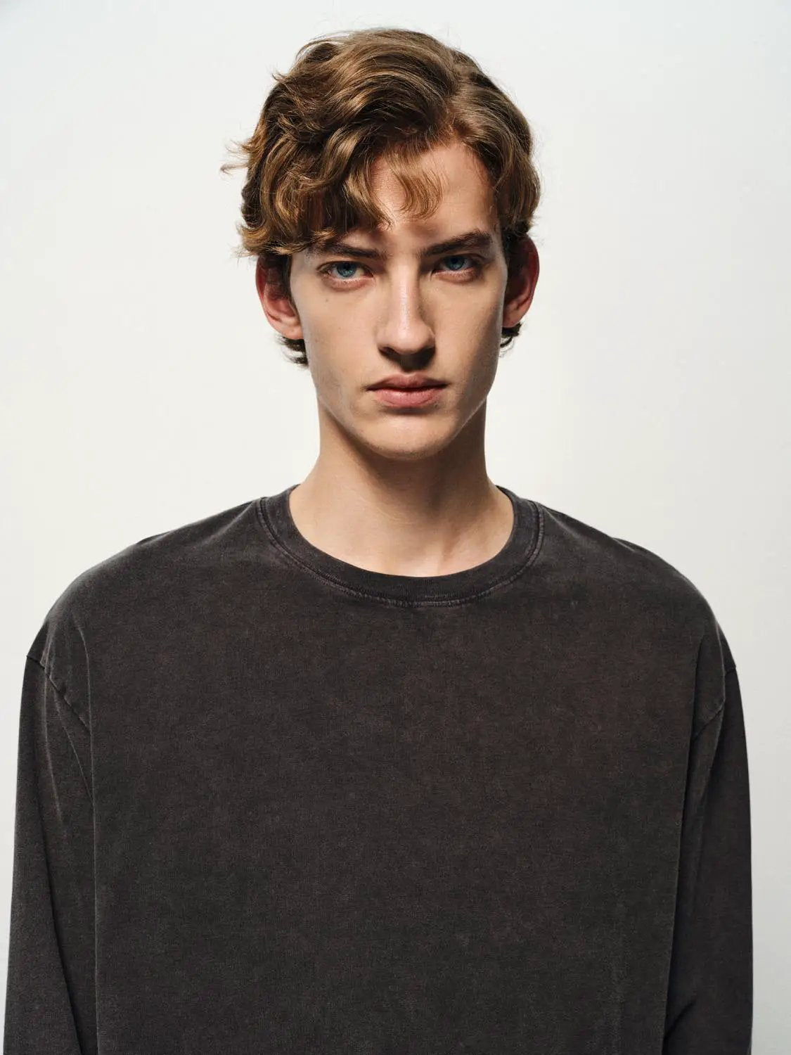 Oversized Washed Cotton Long Sleeve T-Shirt