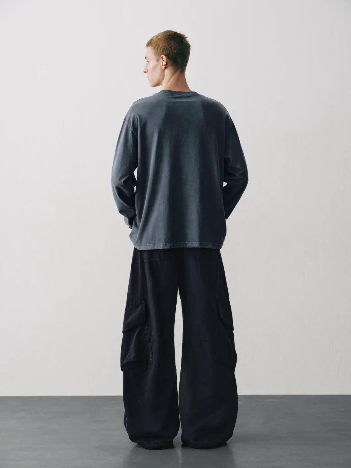 Oversized Washed Cotton Long Sleeve T-Shirt