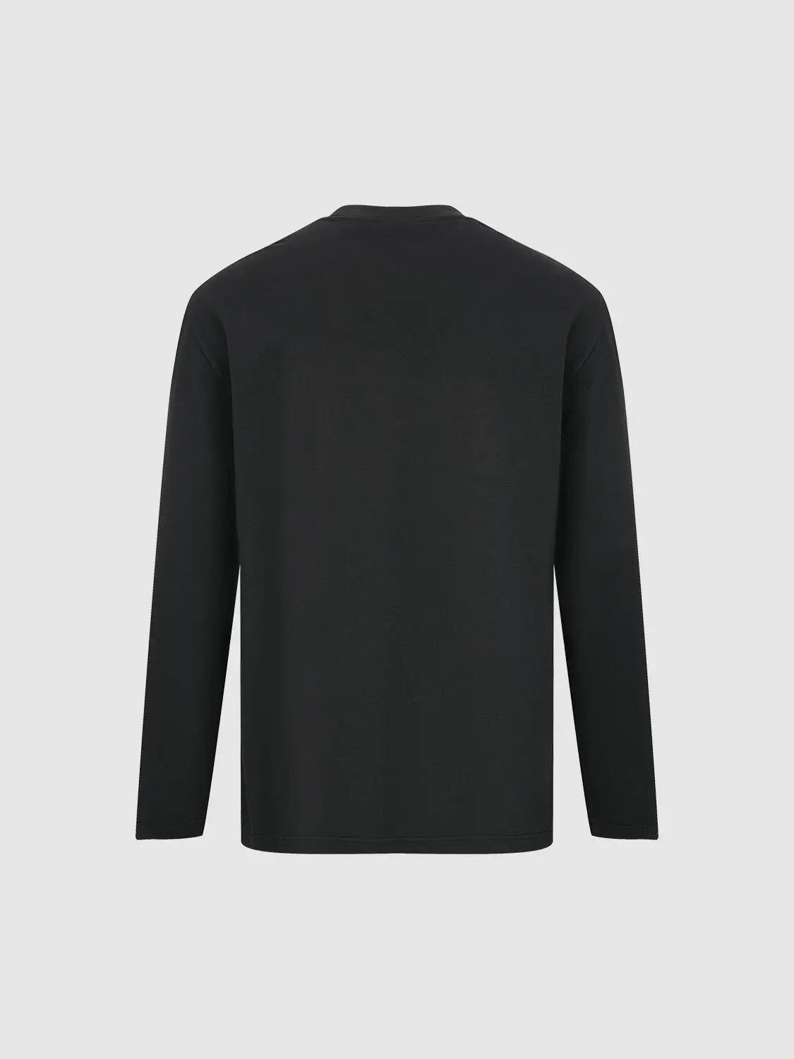 Embroidered Oversized Crew Neck Long Sleeve Cotton T-Shirt