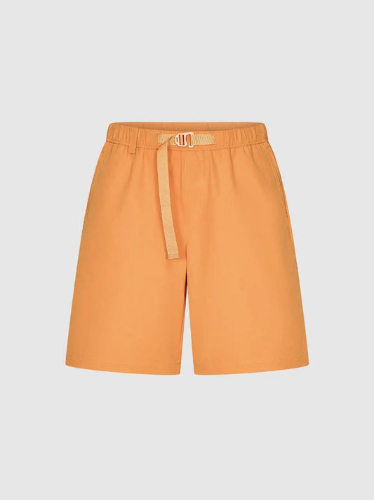 Belted Front Pocketed Stretch Relaxed Shorts
