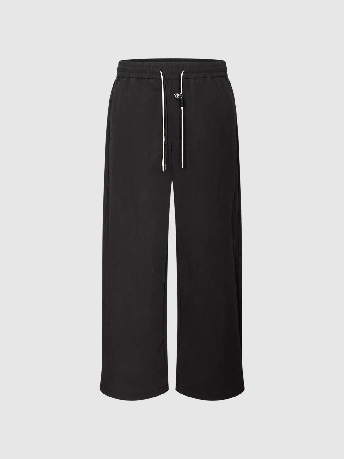 Wide-leg Cotton Blend Drawstring Waist Pants
