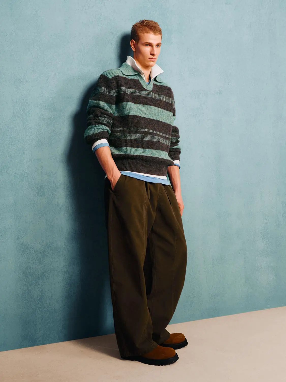 Panelled Wide-leg Drawstring Waist Cotton Pants