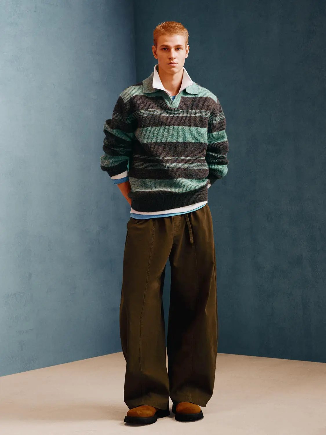 Panelled Wide-leg Drawstring Waist Cotton Pants