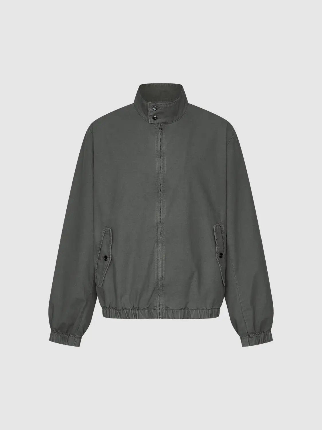 Zipper Ruched Hem Collar Long Sleeve Cotton Blend Jacket
