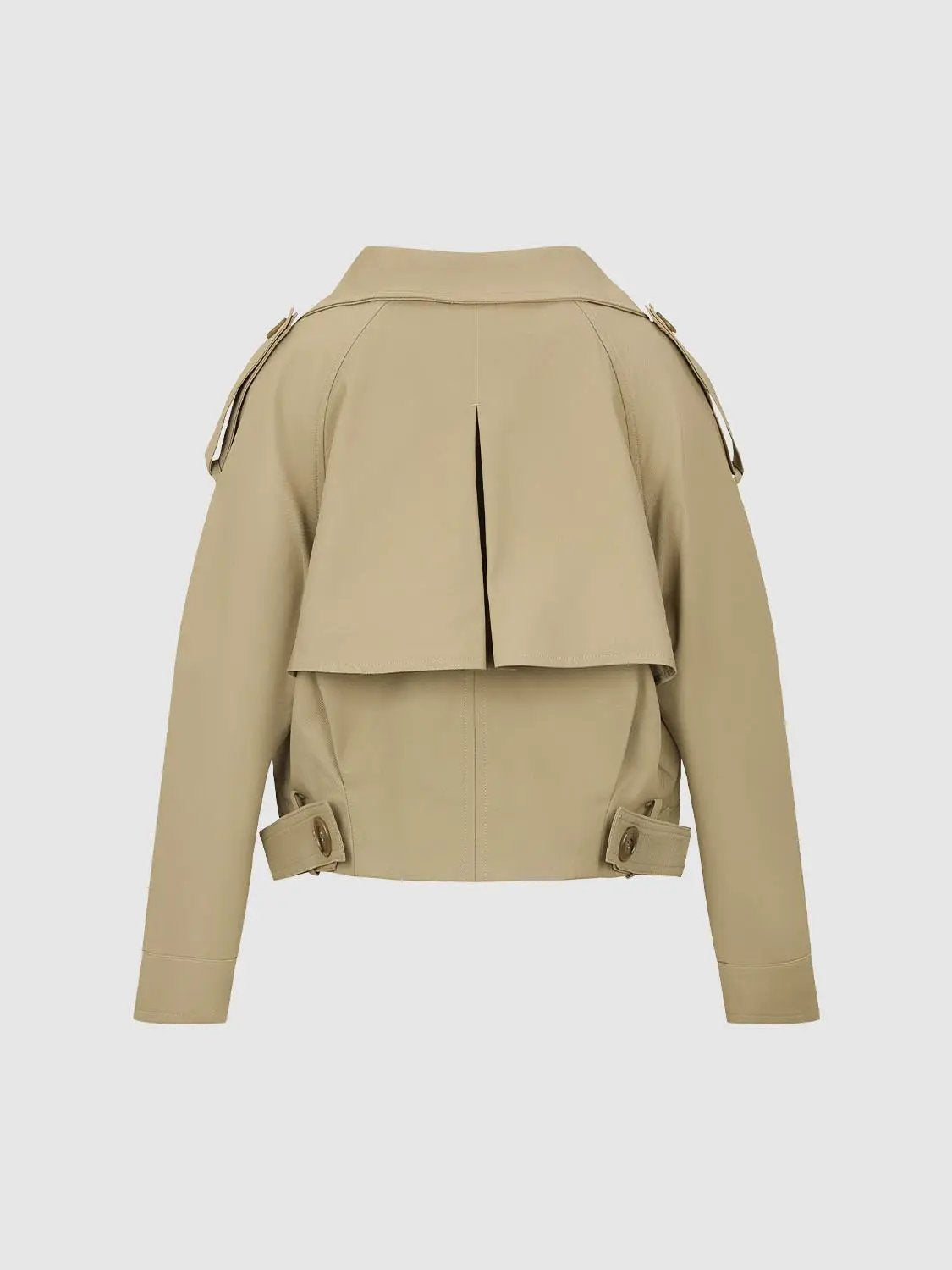 Ruched Hem Button Front Long Sleeve Cotton Blend Jacket