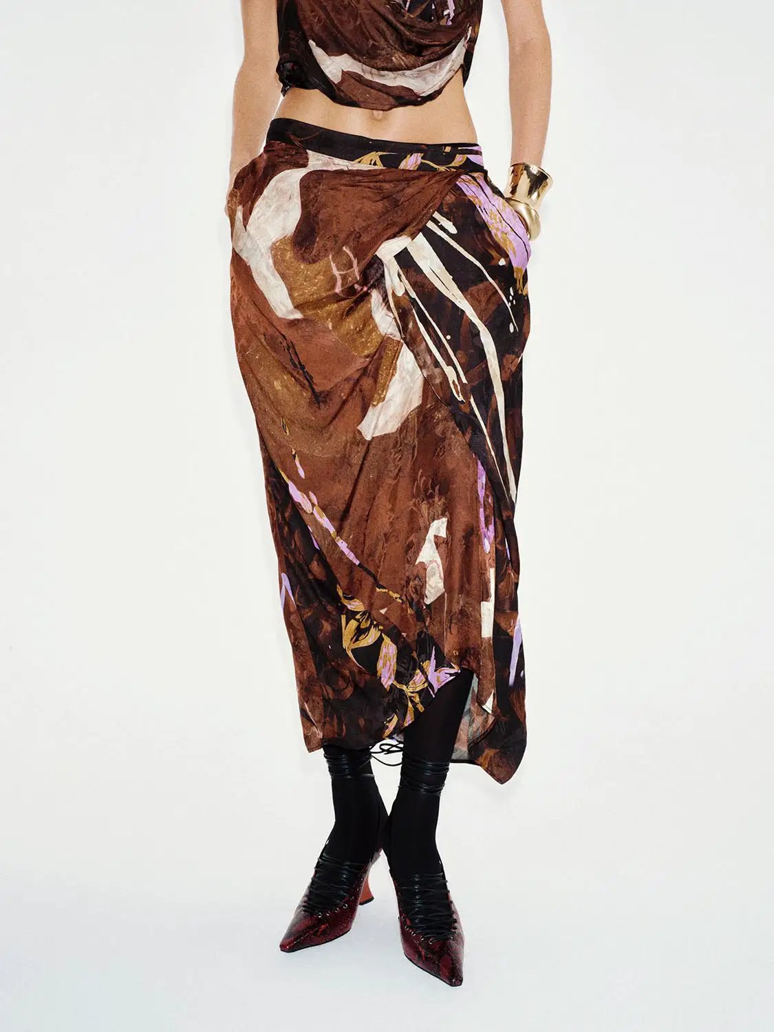 Abstract Print Straight Maxi Skirt