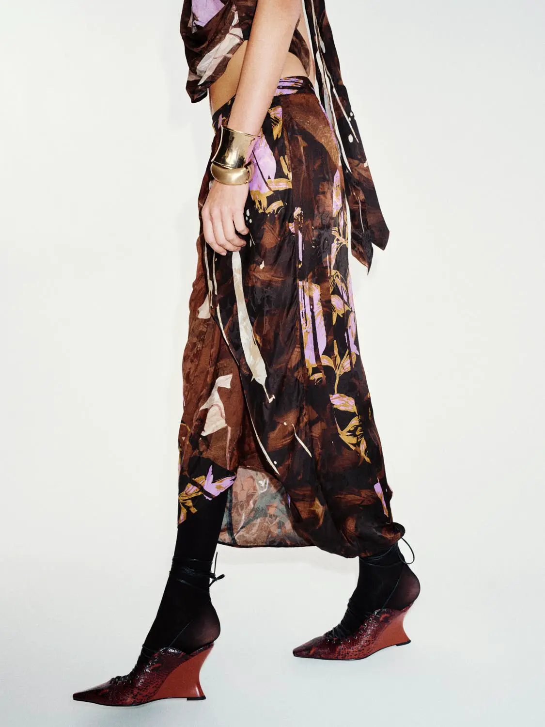 Abstract Print Straight Maxi Skirt