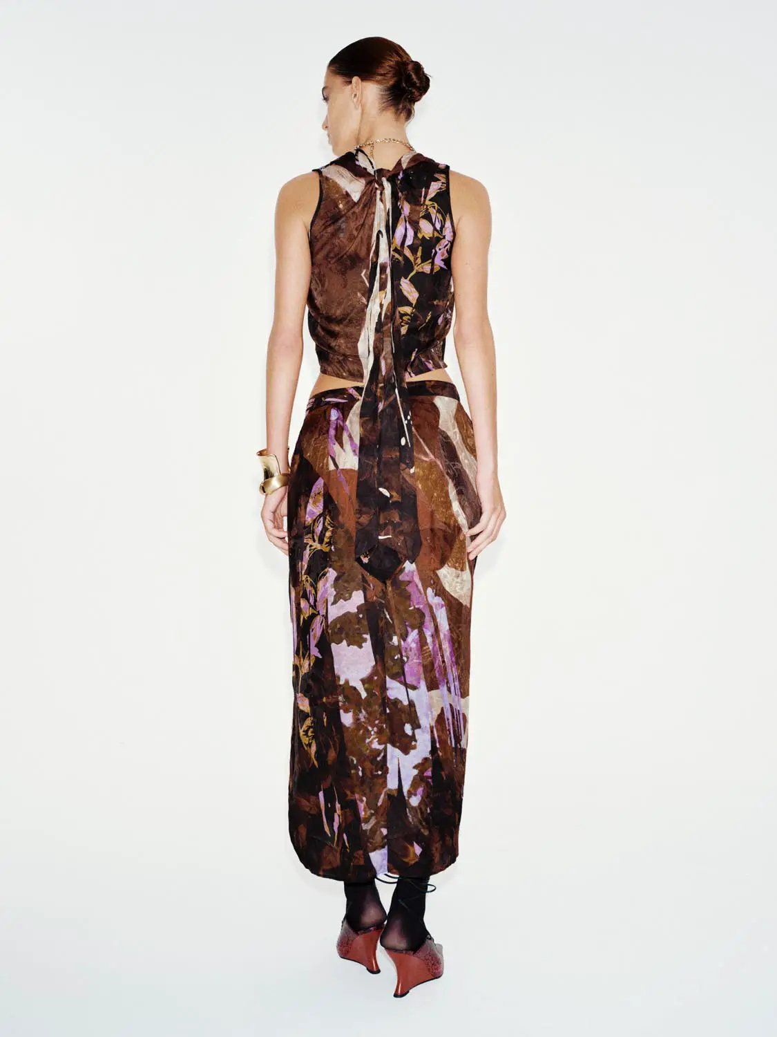 Abstract Print Straight Maxi Skirt