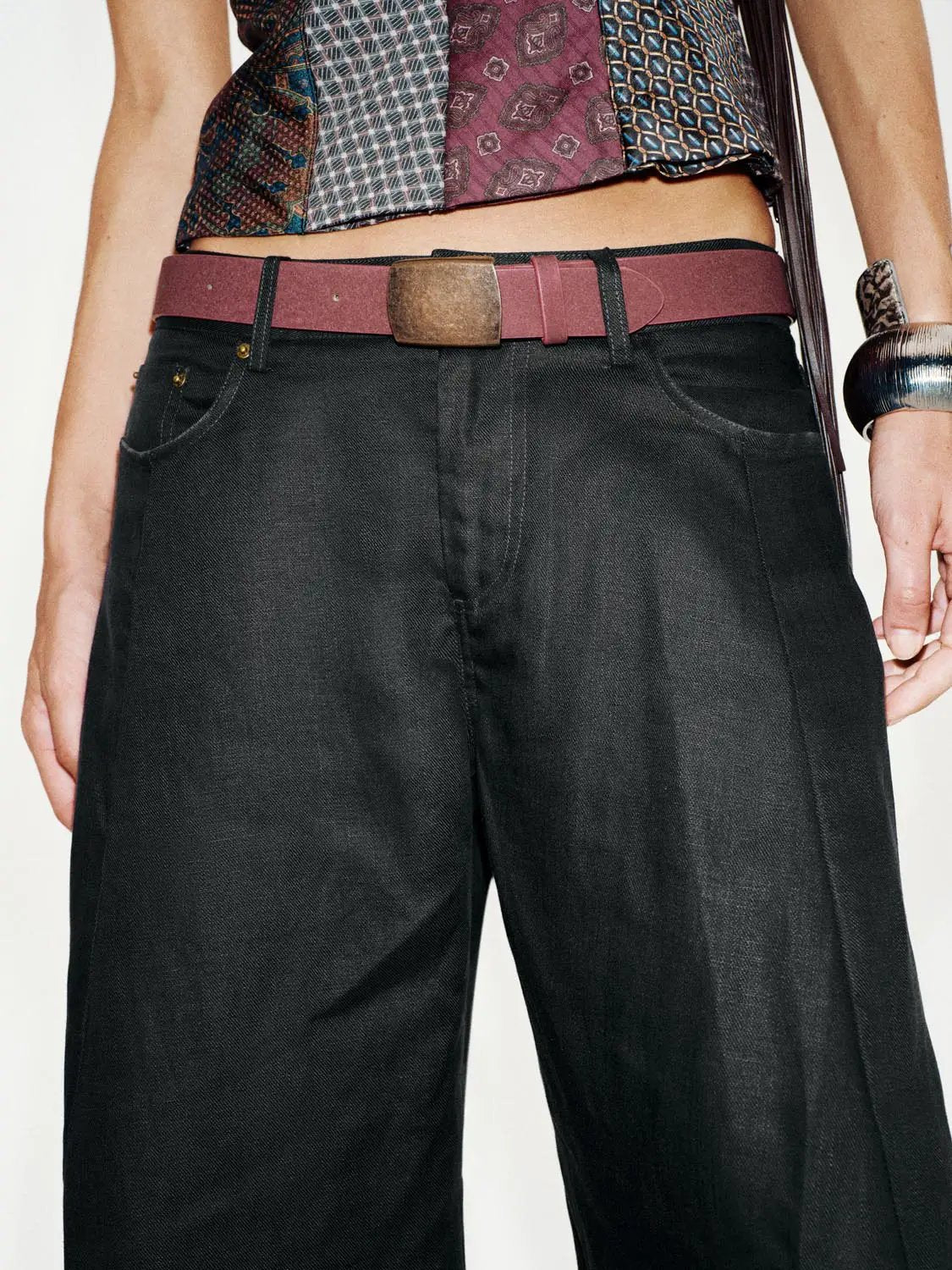 Belted Low-rise Wide-leg Tailored Pants