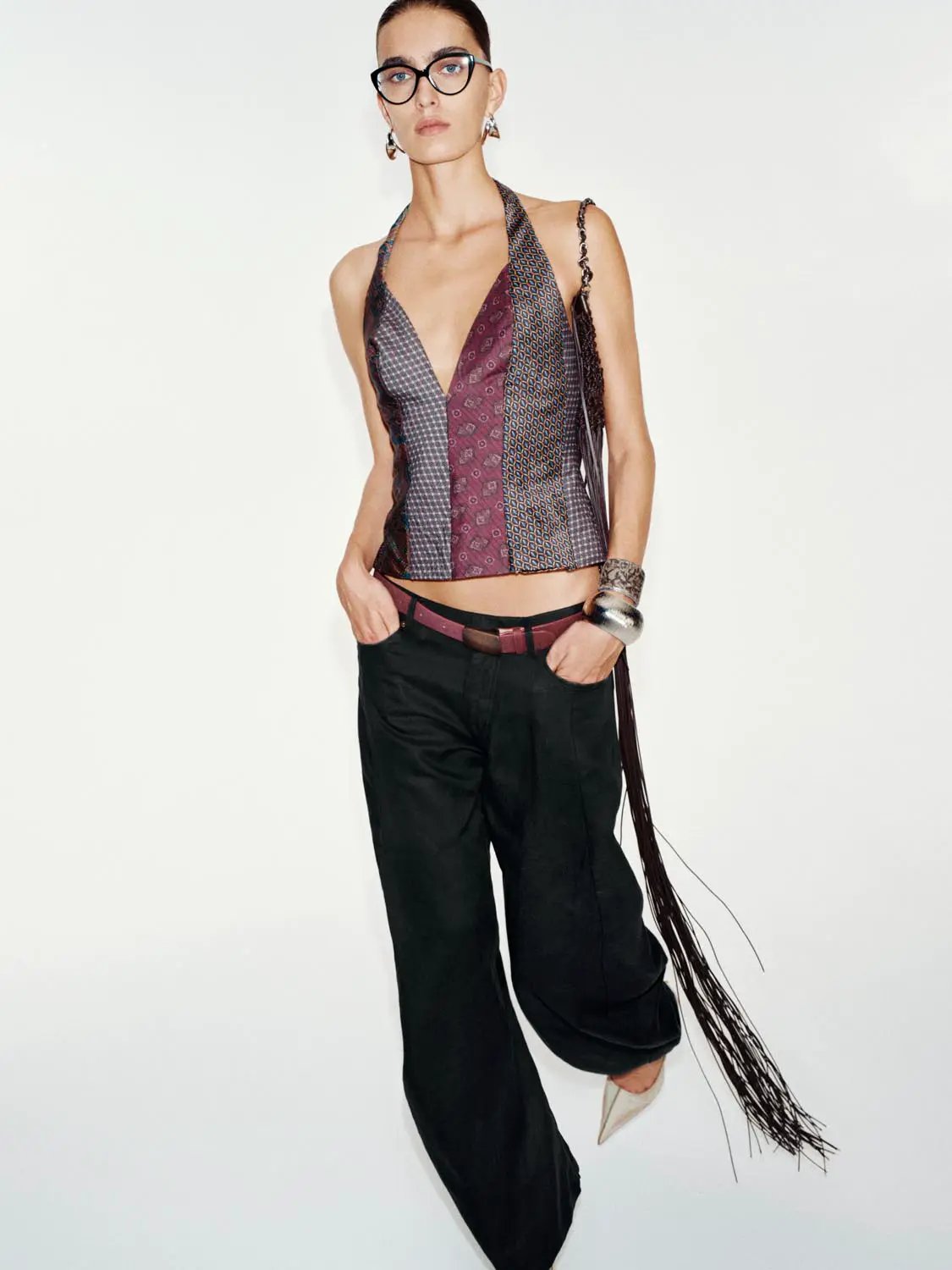Belted Low-rise Wide-leg Tailored Pants