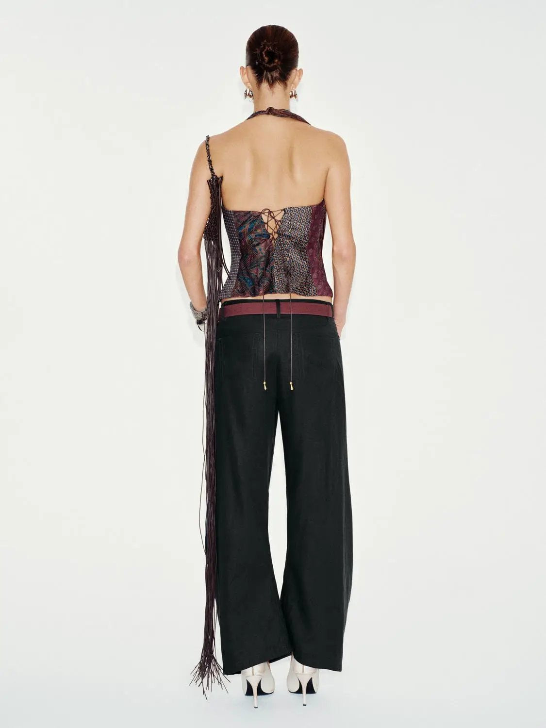 Belted Low-rise Wide-leg Tailored Pants