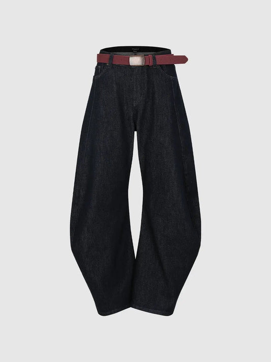 Cotton Blend Wide-leg Jeans