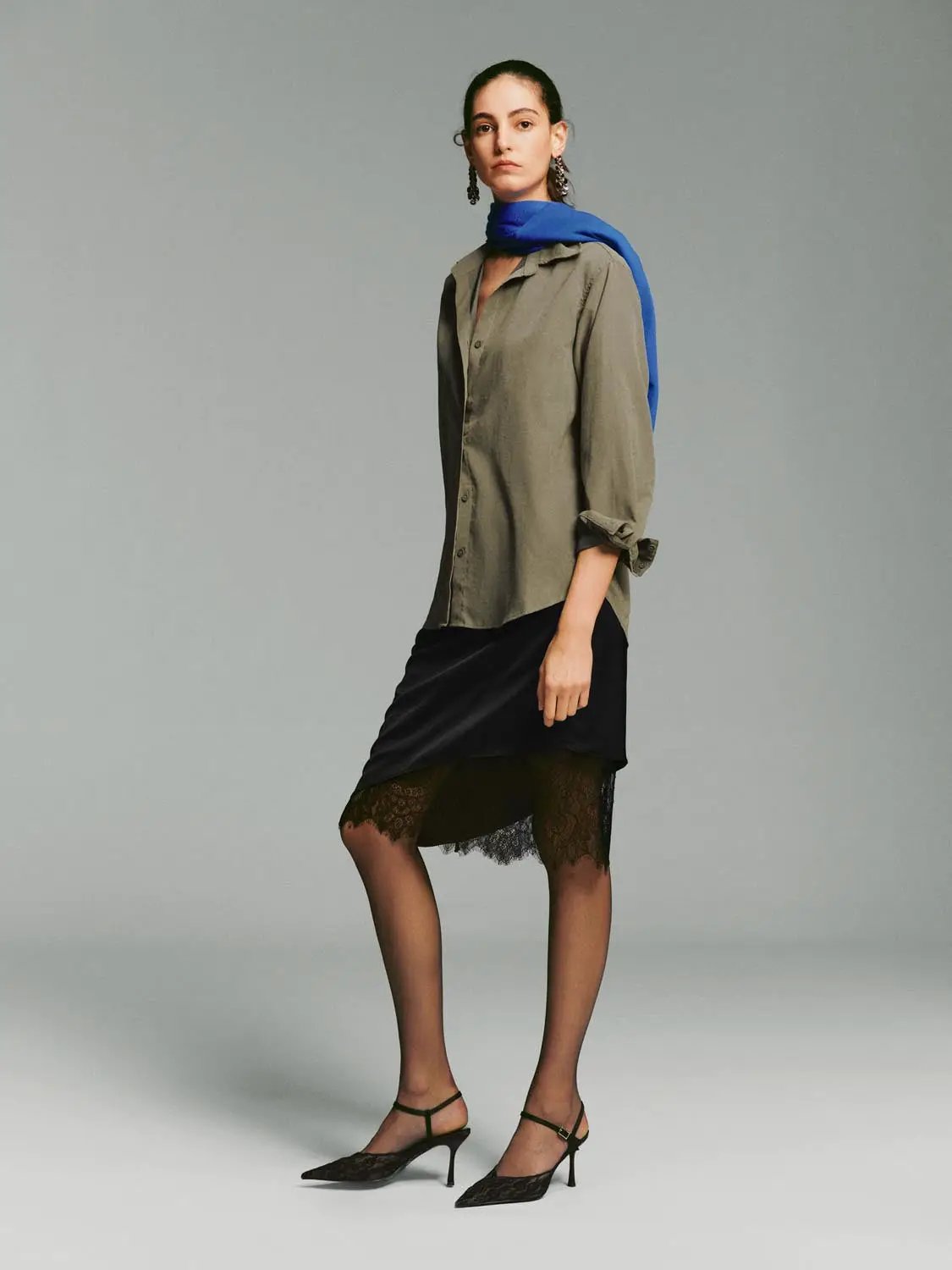 Long Sleeve Shirt Collar Regular Fit Asymmetric Hem Shirt