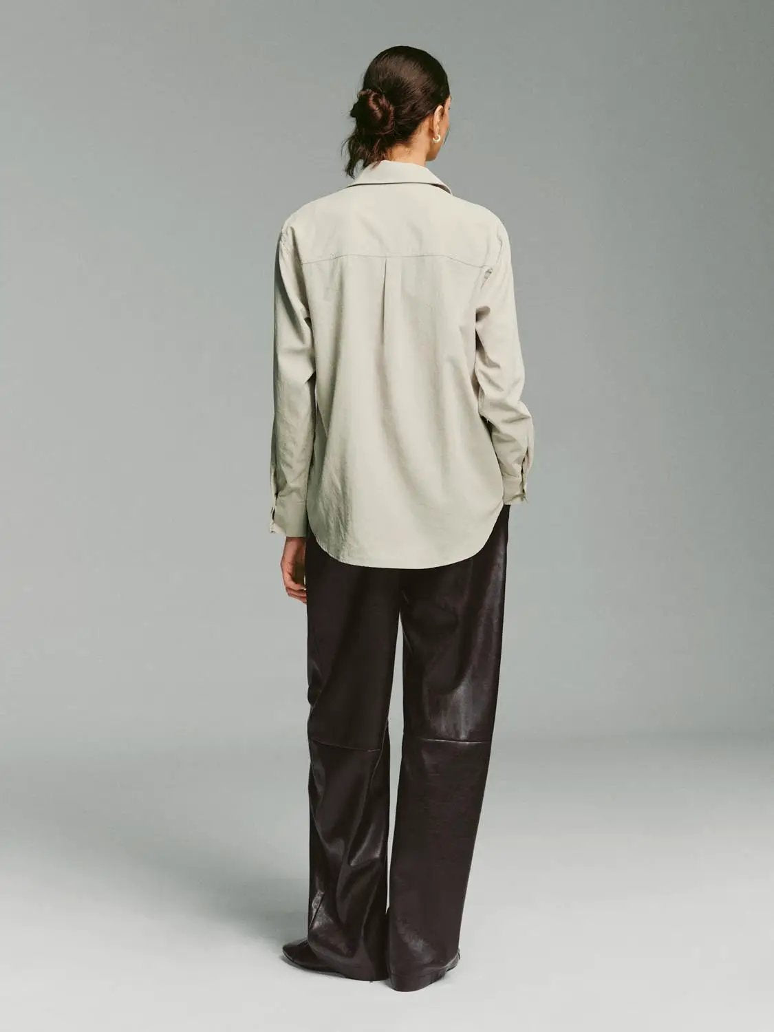 Long Sleeve Shirt Collar Regular Fit Asymmetric Hem Shirt