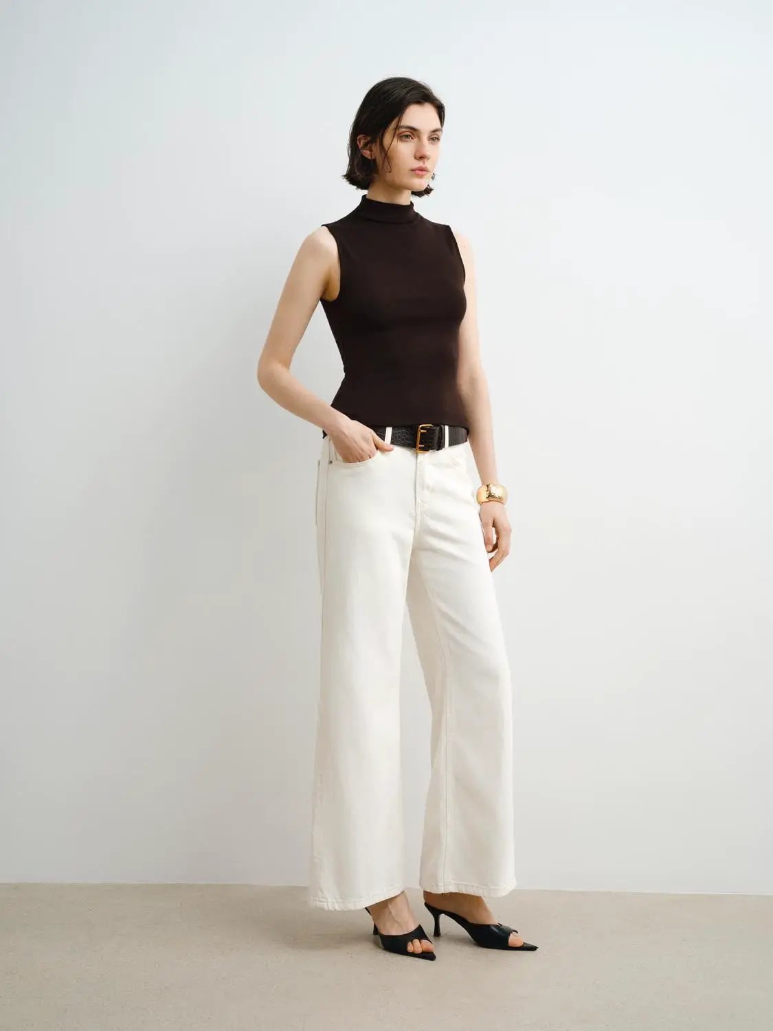 Sleek Sleeveless Mock Neck Modal Tank Top
