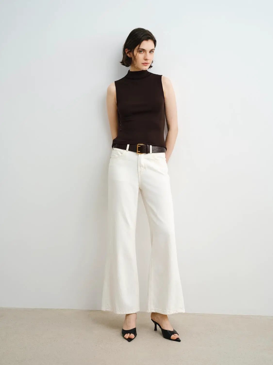 Sleek Sleeveless Mock Neck Modal Tank Top