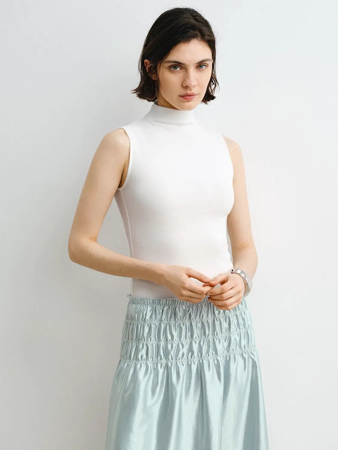 Sleek Sleeveless Mock Neck Modal Tank Top