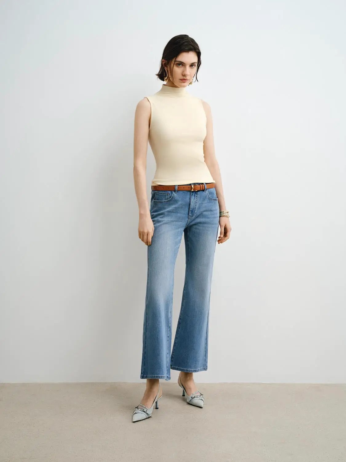 Sleek Sleeveless Mock Neck Modal Tank Top
