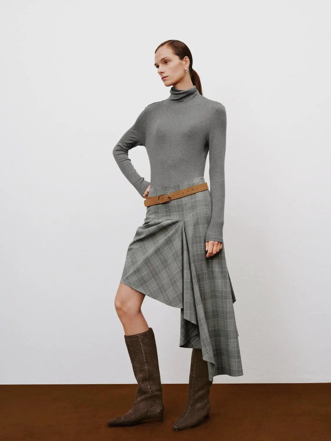 Thin Slim Mock Neck Long Sleeve T-Shirt