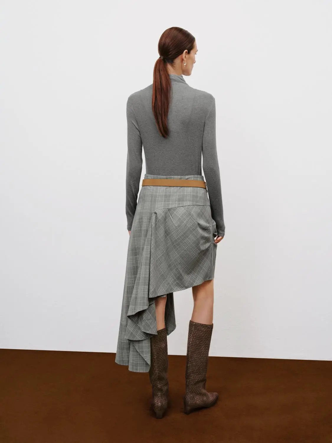 Thin Slim Mock Neck Long Sleeve T-Shirt