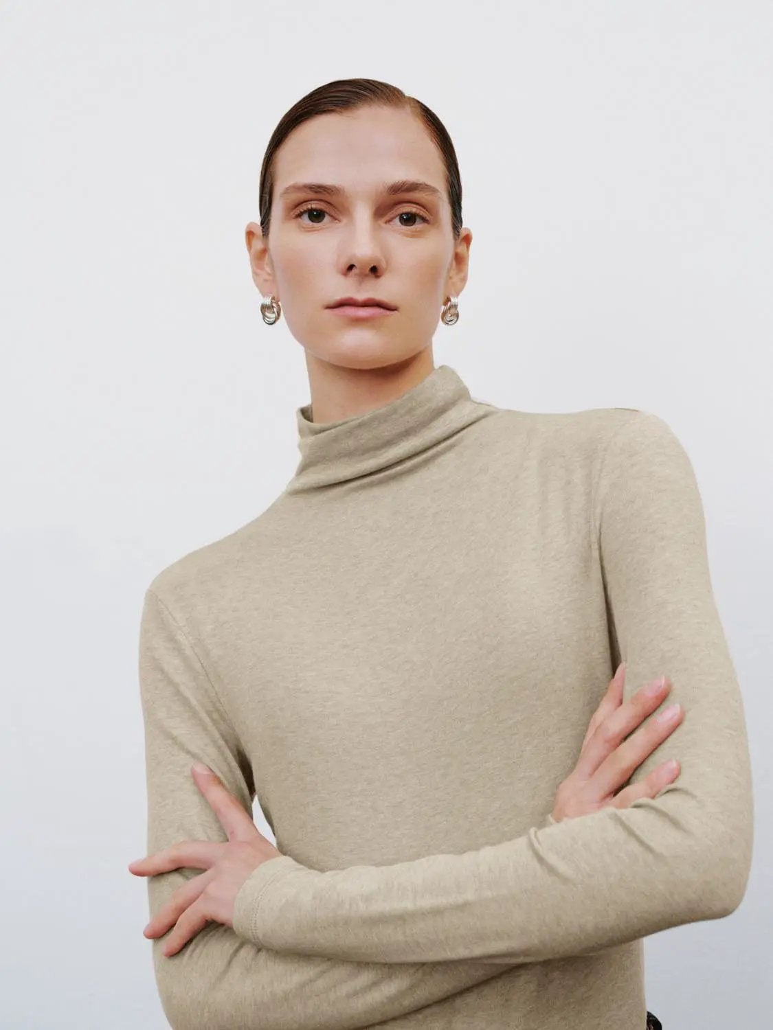 Thin Slim Mock Neck Long Sleeve T-Shirt